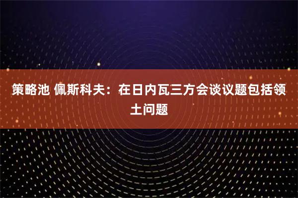 策略池 佩斯科夫：在日内瓦三方会谈议题包括领土问题