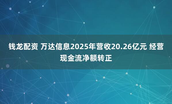 钱龙配资 万达信息2025年营收20.26亿元 经营现金流净额转正