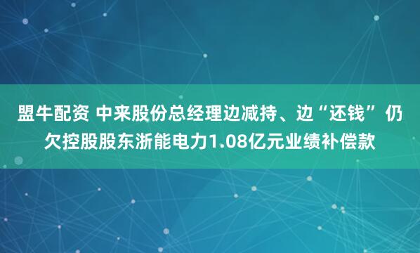 盟牛配资 中来股份总经理边减持、边“还钱” 仍欠控股股东浙能电力1.08亿元业绩补偿款